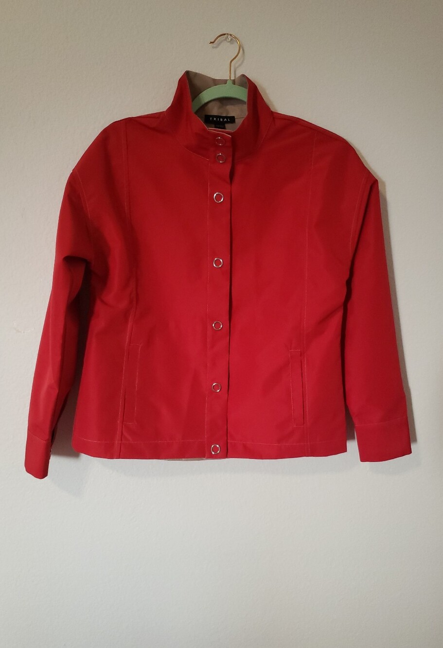 Tribal Red Stand Collar Utility Jacket